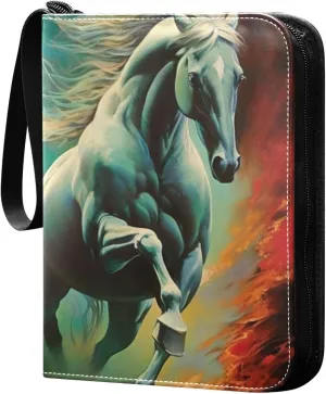 Kigai Color Horse Painting Card Binder - 400 Pockets Card Holder with 50 Sleeves, Trading Card Album Folder for Boys Girls
