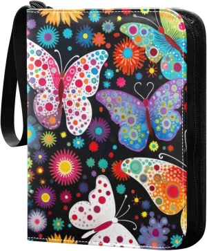 Kigai Colorful Butterflies Card Binder - 400 Pockets Card Holder with 50 Sleeves, Trading Card Album Folder for Boys Girls