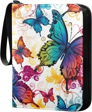 Kigai Colorful Butterfly Card Binder - 400 Pockets Card Holder with 50 Sleeves, Trading Card Album Folder for Boys Girls