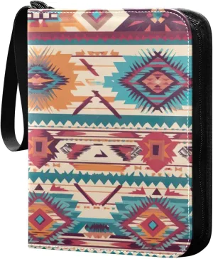 Kigai Colorful Ethnic Texture Card Binder - 400 Pockets Card Holder with 50 Sleeves, Trading Card Album Folder for Boys Girls