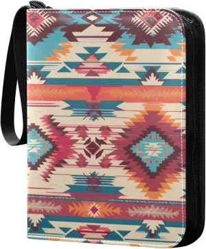 Kigai Colorful Ethnic Texture Card Binder - 400 Pockets Card Holder with 50 Sleeves, Trading Card Album Folder for Boys Girls