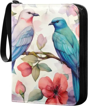 Kigai Colorful Flower Bird Card Binder - 400 Pockets Card Holder with 50 Sleeves, Trading Card Album Folder for Boys Girls