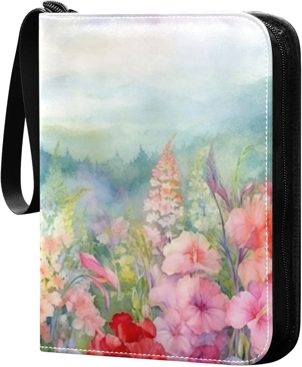 Kigai Colorful Flowers Card Binder - 400 Pockets Card Holder with 50 Sleeves, Trading Card Album Folder for Boys Girls