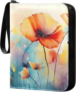 Kigai Colorful Flowers Card Binder - 400 Pockets Card Holder with 50 Sleeves, Trading Card Album Folder for Boys Girls