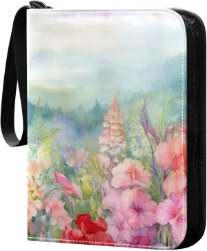 Kigai Colorful Flowers Card Binder - 400 Pockets Card Holder with 50 Sleeves, Trading Card Album Folder for Boys Girls