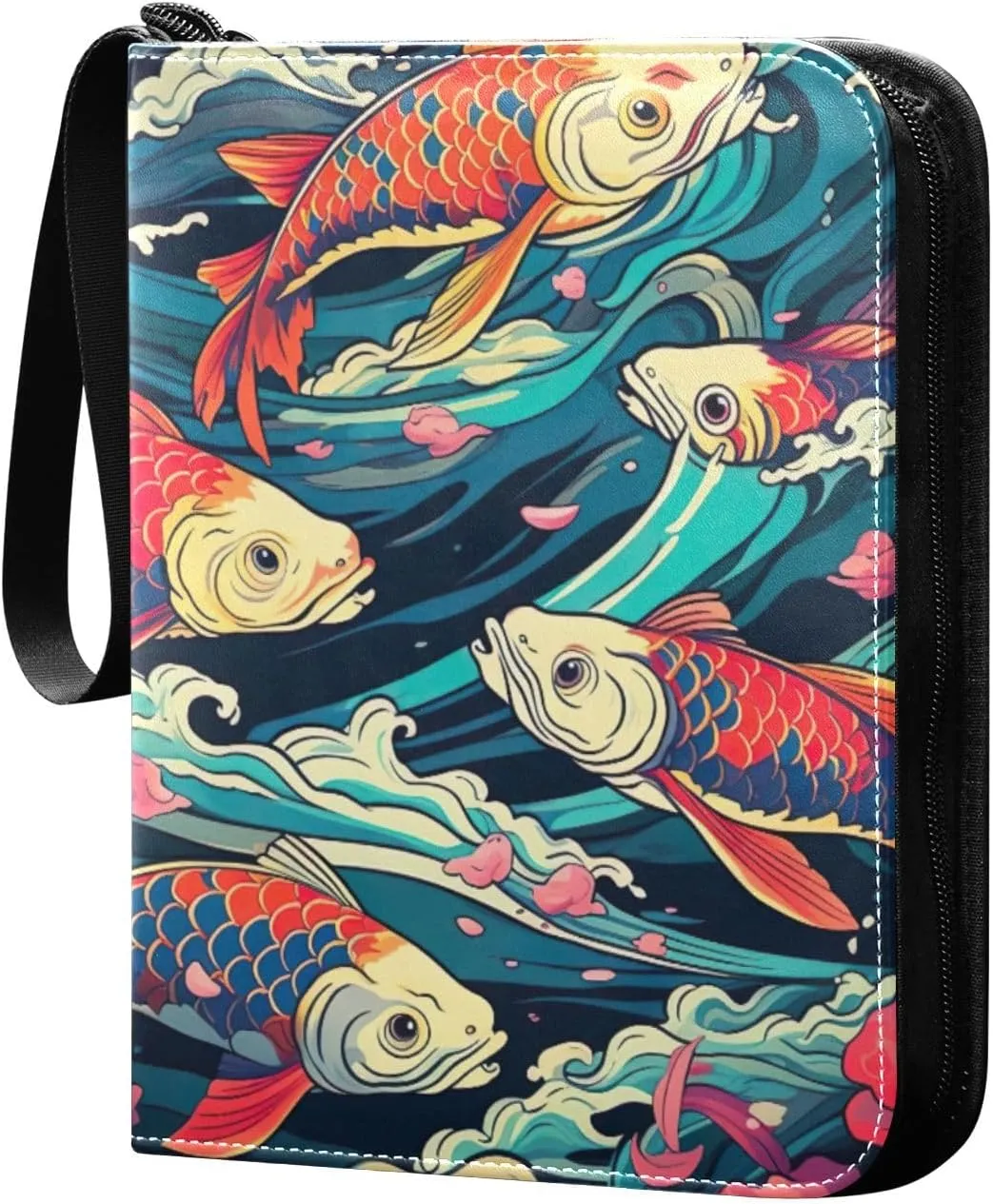 Kigai Colorful Koi Card Binder - 400 Pockets Card Holder with 50 Sleeves, Trading Card Album Folder for Boys Girls
