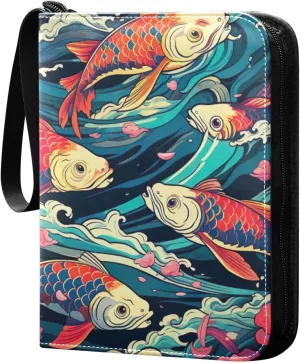 Kigai Colorful Koi Card Binder - 400 Pockets Card Holder with 50 Sleeves, Trading Card Album Folder for Boys Girls