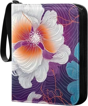 Kigai Colorful Line Flower Card Binder - 400 Pockets Card Holder with 50 Sleeves, Trading Card Album Folder for Boys Girls