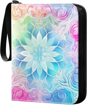 Kigai Colorful Mandala Card Binder - 400 Pockets Card Holder with 50 Sleeves, Trading Card Album Folder for Boys Girls