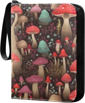 Kigai Colorful Mushrooms Card Binder - 400 Pockets Card Holder with 50 Sleeves, Trading Card Album Folder for Boys Girls