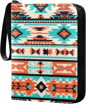 Kigai Colorful Tribal Art Card Binder - 400 Pockets Card Holder with 50 Sleeves, Trading Card Album Folder for Boys Girls