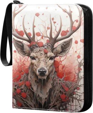 Kigai Deer Painting Card Binder - 400 Pockets Card Holder with 50 Sleeves, Trading Card Album Folder for Boys Girls