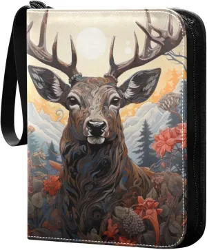 Kigai Deer Painting Card Binder - 400 Pockets Card Holder with 50 Sleeves, Trading Card Album Folder for Boys Girls