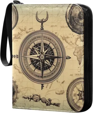 Kigai Vintage World Map Card Binder - 400 Pockets Card Holder with 50 Sleeves, Trading Card Album Folder for Boys Girls