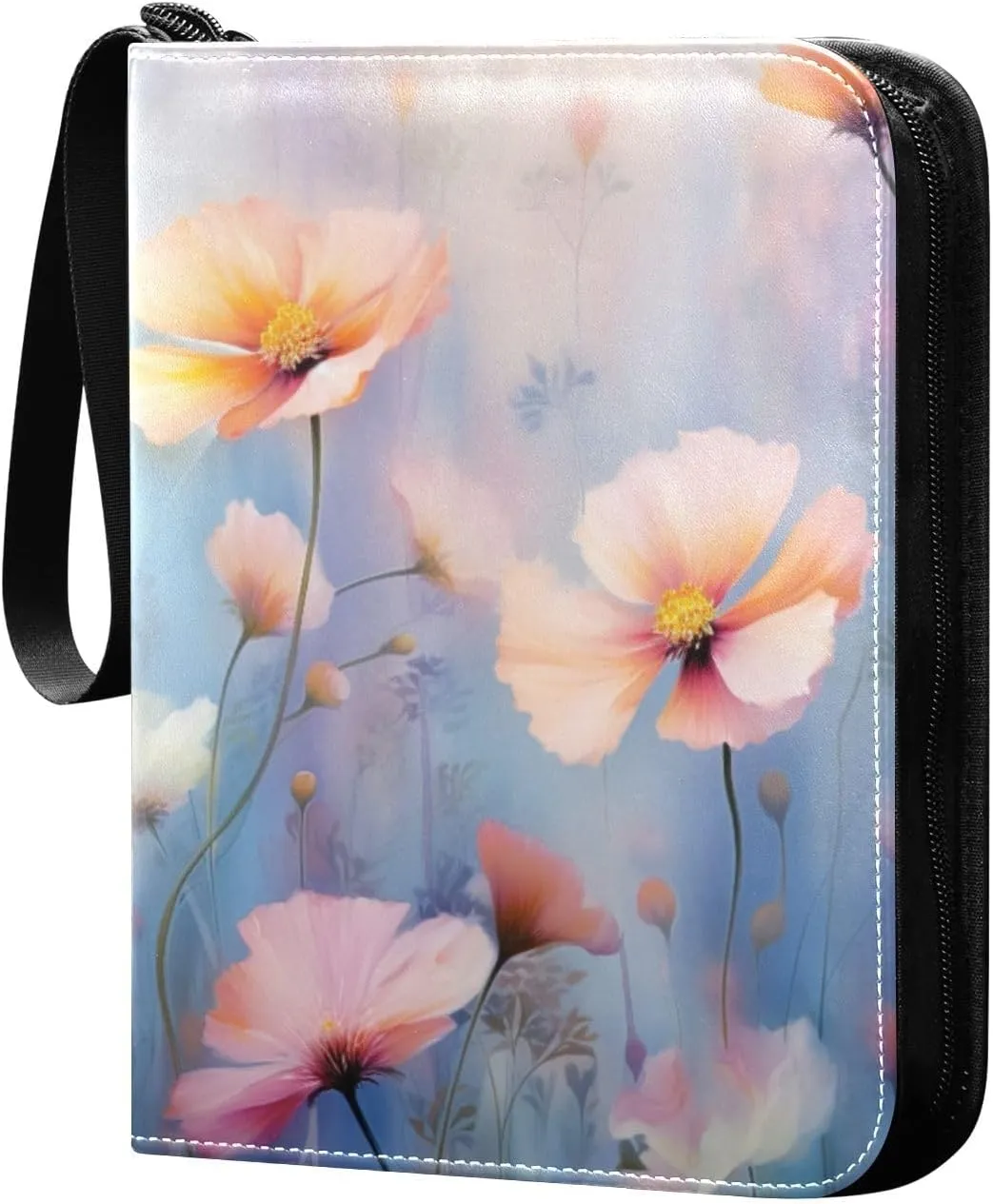 Kigai Wildflowers Painting Card Binder - 400 Pockets Card Holder with 50 Sleeves, Trading Card Album Folder for Boys Girls