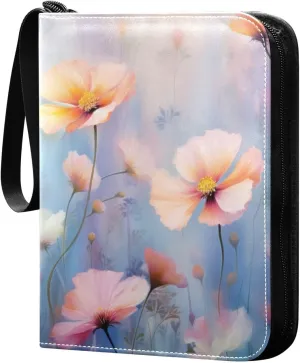 Kigai Wildflowers Painting Card Binder - 400 Pockets Card Holder with 50 Sleeves, Trading Card Album Folder for Boys Girls
