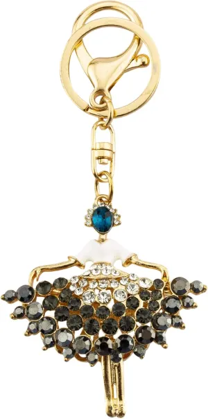 Knighthood Ballet Dancer with Stone Detailing Handbag Charm Key Chain/Purse Charm for Women (Alloy)