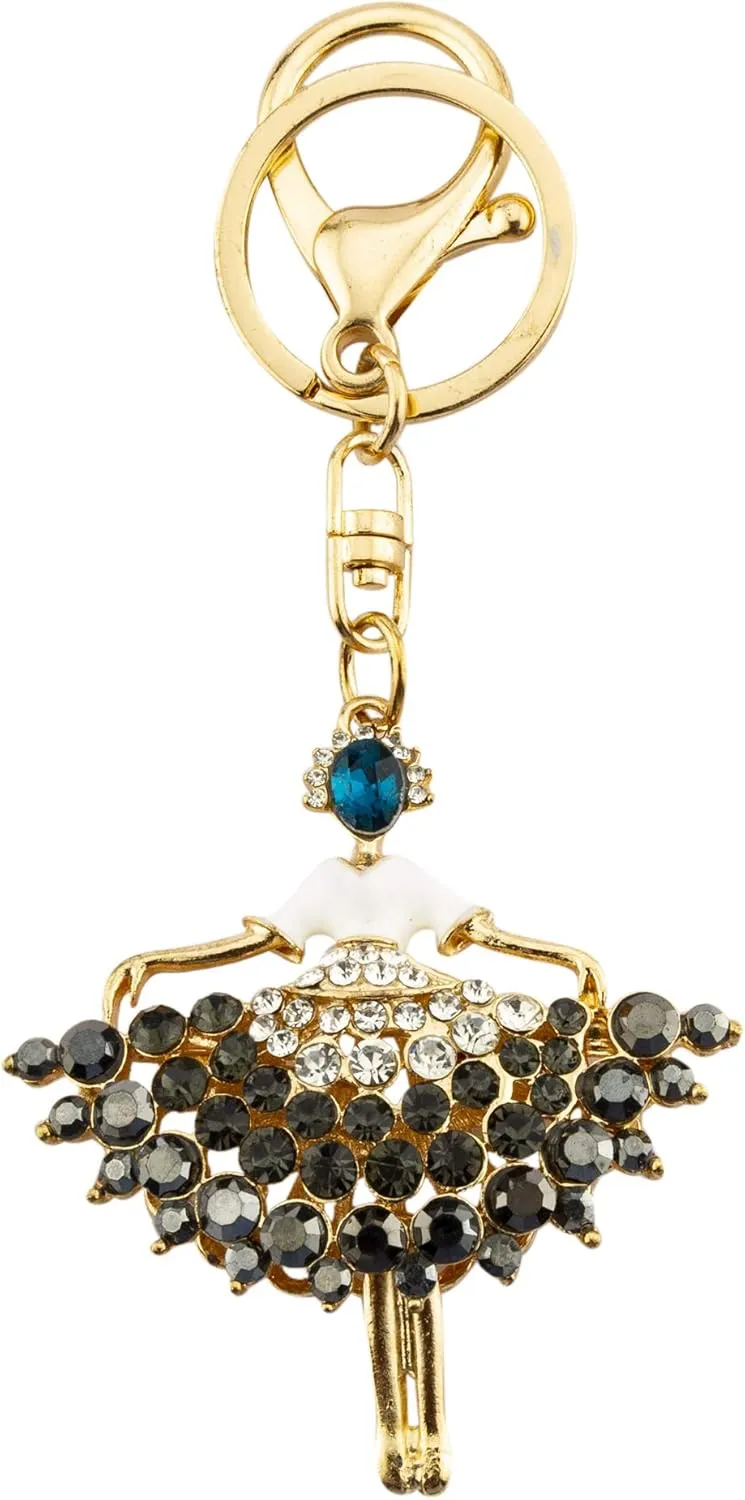 Knighthood Ballet Dancer with Stone Detailing Handbag Charm Key Chain/Purse Charm for Women (Alloy)