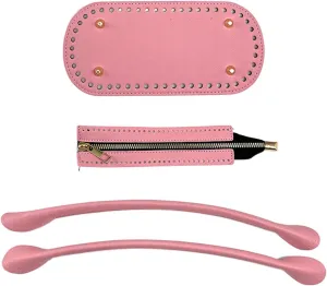 Knitting Bag Bottoms DIY with Holes Crafts Project Nail Bottom Set of 3 PU for Shoulder Bag Women Bag Crochet Bag Purse Making Parts, Pink