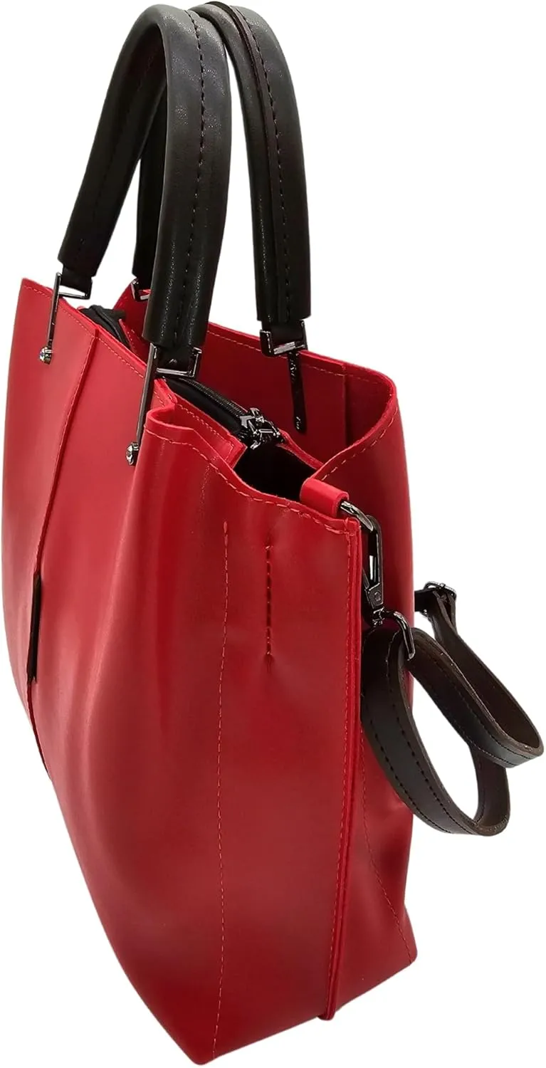 KONDRA Elegance: Vegan Leather Handbag - 3 Compartments, Stylish Totes, Crossbody, Shoulder Bags, Redefining Fashion, Purses