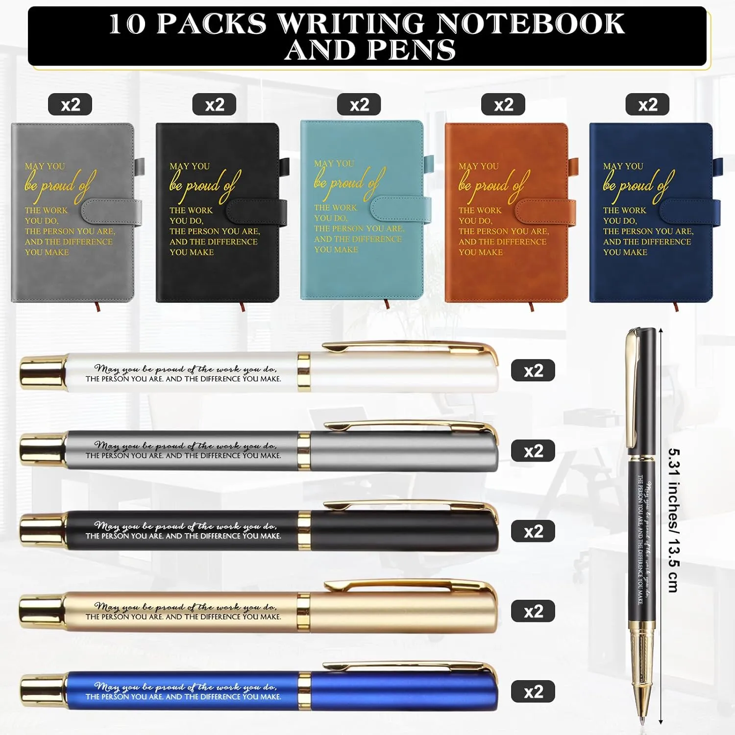 Kosiz 20 Pcs Employee Appreciation Gifts Bulk Inspirational A5 Leather Journal Motivational Notebooks with Pen for Volunteer Teacher Nurse Graduation Fathers Day Gift(Multicolor,May You Be Proud)