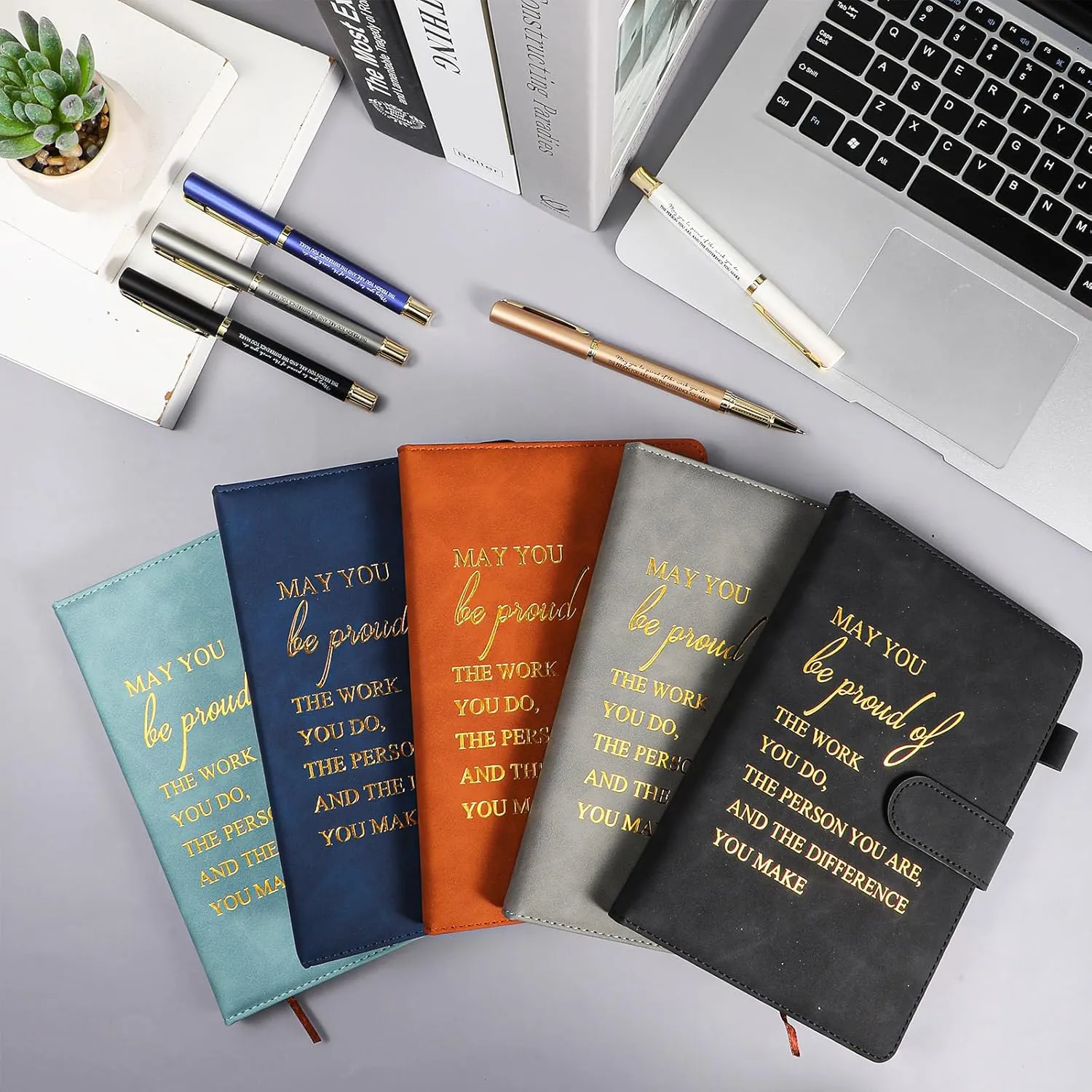 Kosiz 20 Pcs Employee Appreciation Gifts Bulk Inspirational A5 Leather Journal Motivational Notebooks with Pen for Volunteer Teacher Nurse Graduation Fathers Day Gift(Multicolor,May You Be Proud)