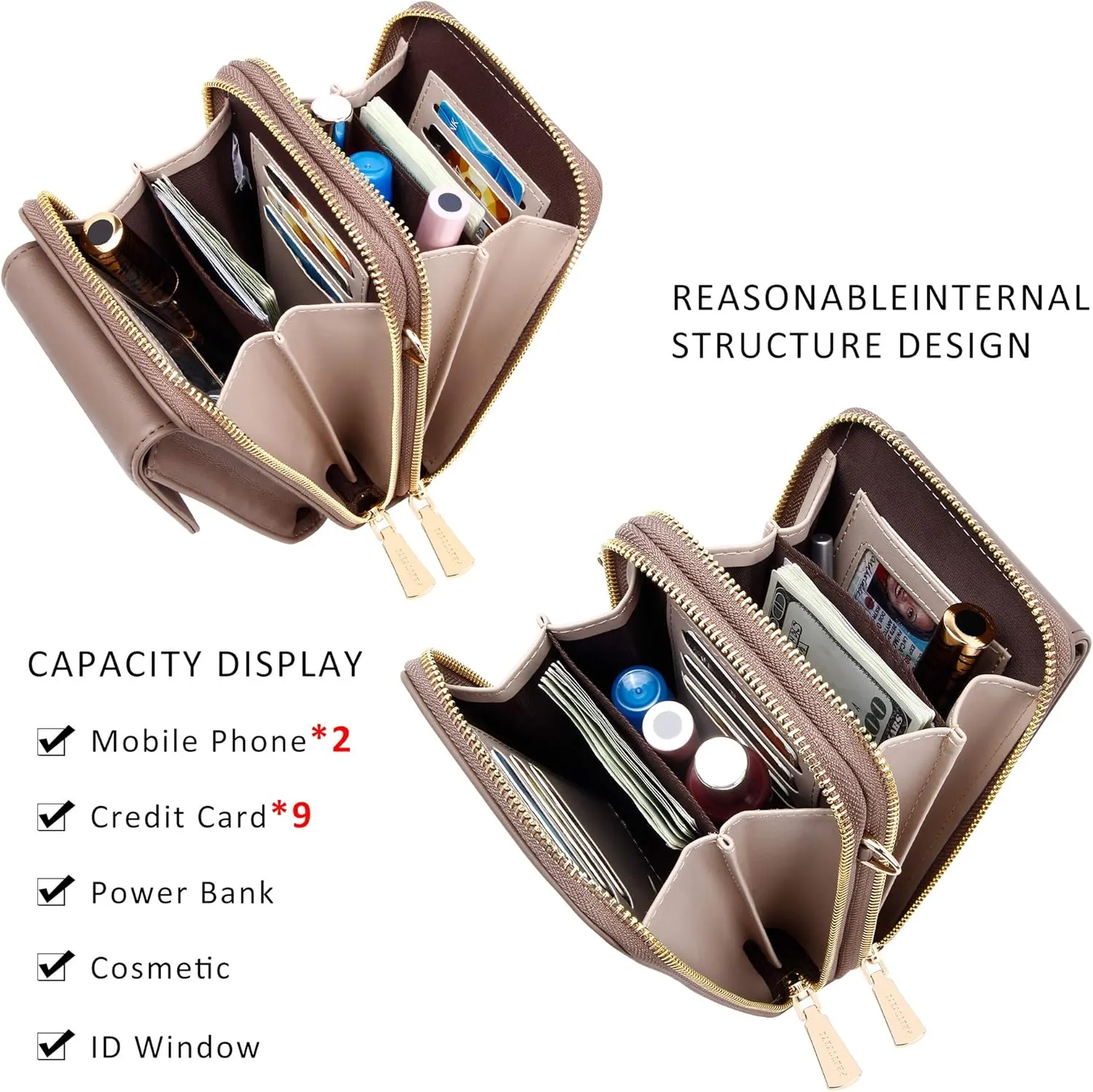 KUKOO Small Crossbody Bag Cell Phone Purse Wallet with Credit Card Slots for Women