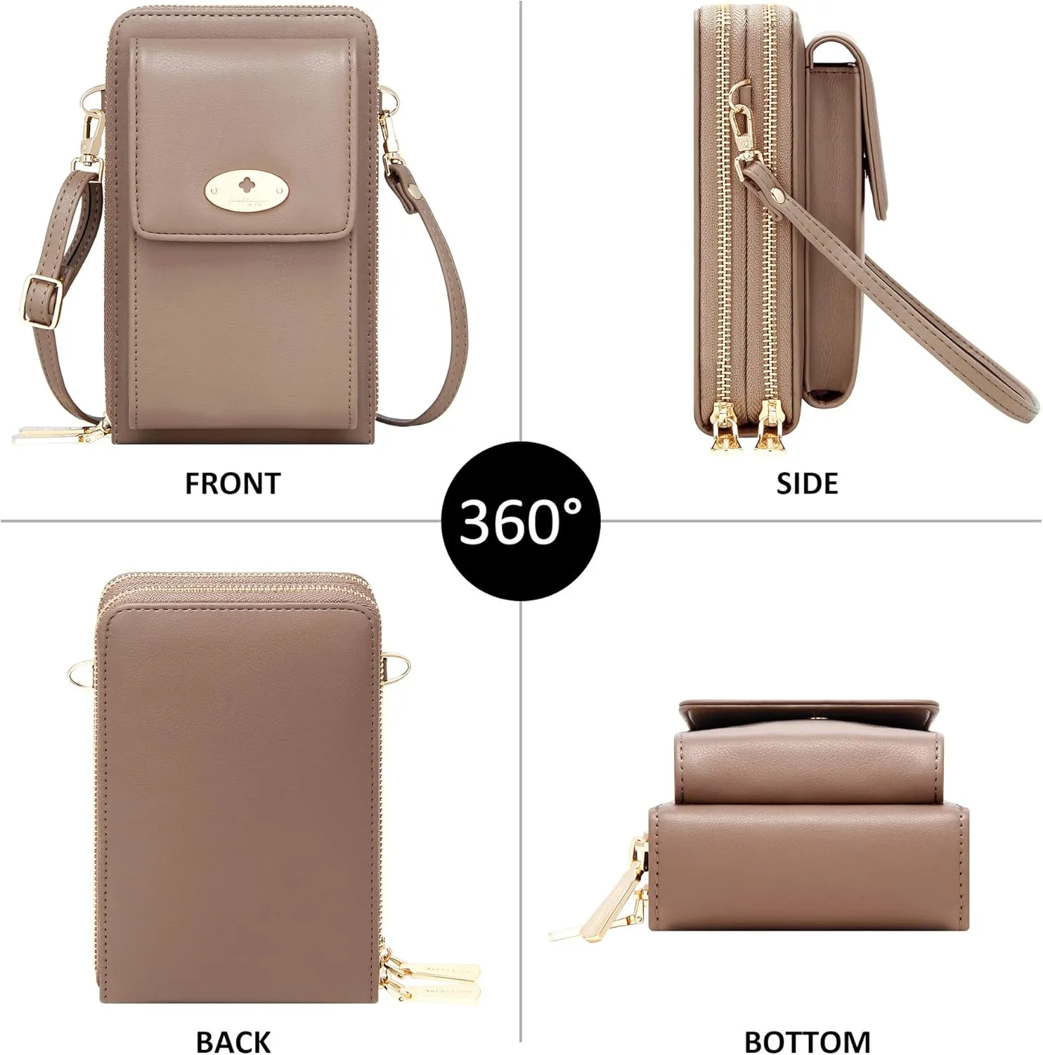 KUKOO Small Crossbody Bag Cell Phone Purse Wallet with Credit Card Slots for Women