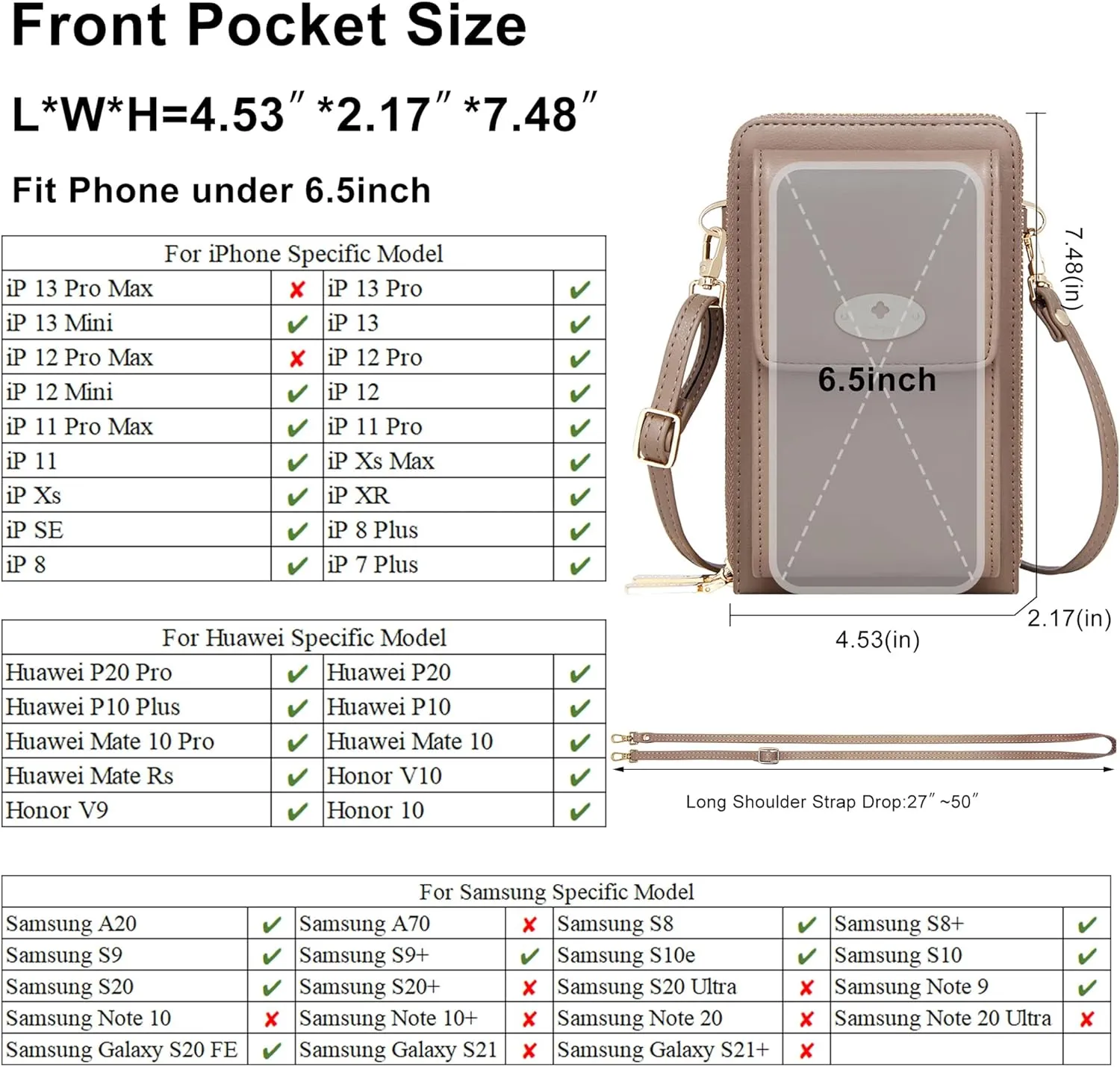 KUKOO Small Crossbody Bag Cell Phone Purse Wallet with Credit Card Slots for Women