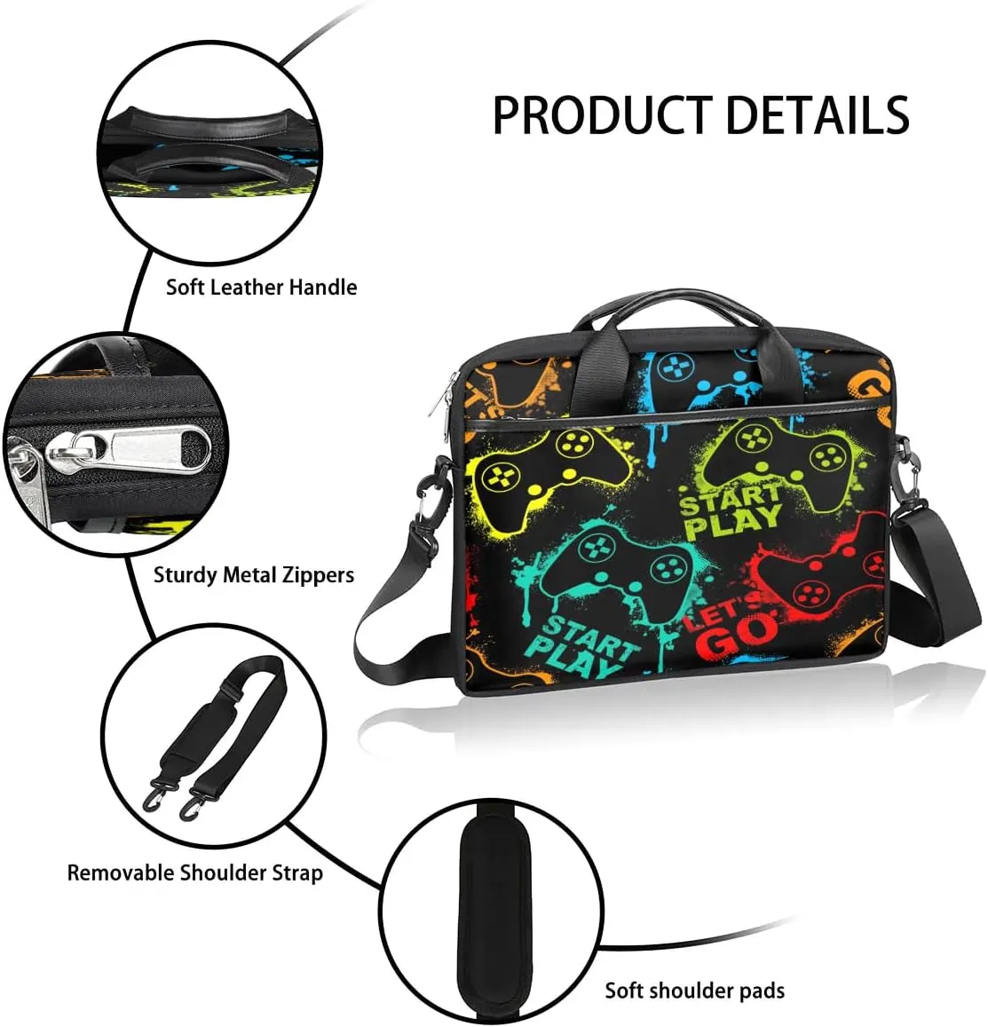 Laptop Bag for Women Men, 15.6 inch Messenger Shoulder Bags, Water Resistant Computer Bag Sleeve