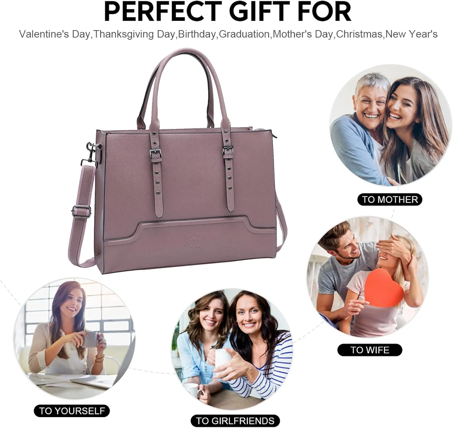 Laptop Bag for Women,15.6 17 Inch Tote Bag,Ideal Gifts for Women,Work Bag,Teacher Bag,Graduation Gifts for College