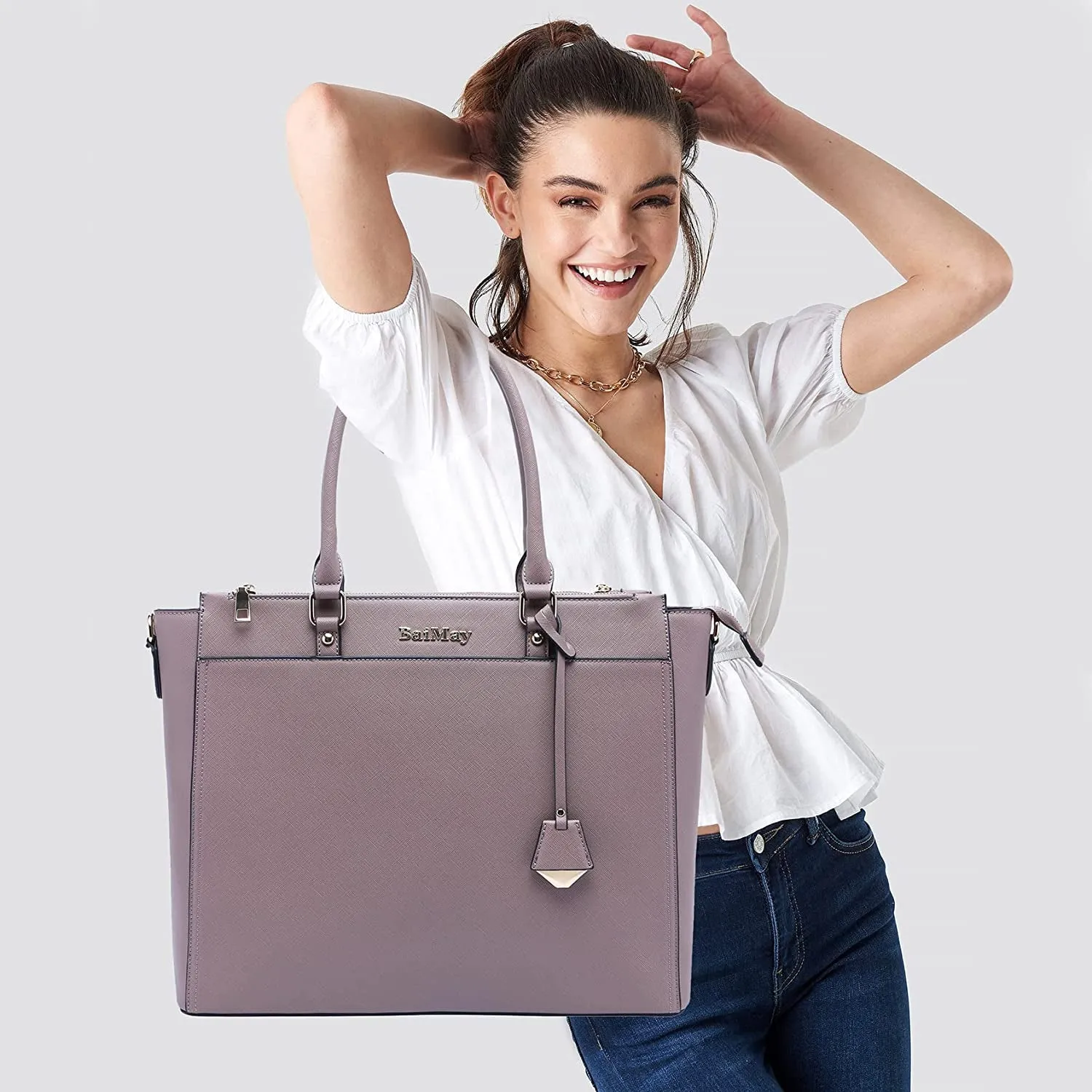 Laptop Bag for Women,Tote Bag,15.6-17 Inch Laptop Bag, Large Tote Bag Teacher Bag Work Bag Briefcase with Multi-Pockets for Girls Work University Travel,Birthday Mother'S Day Graduation Gift for Her