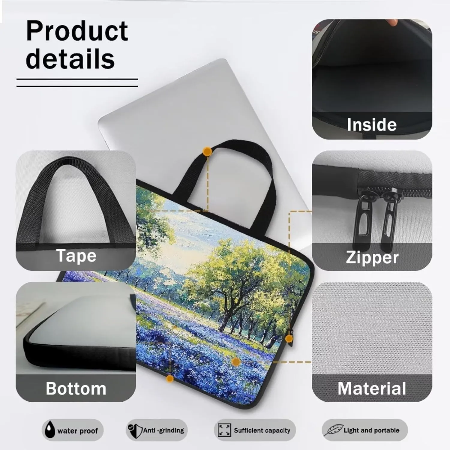 Laptop Bag Sleeve Computer Protective Case Tablet Carrying Cover with Handle Tote Bags for Work Zipper Handbag