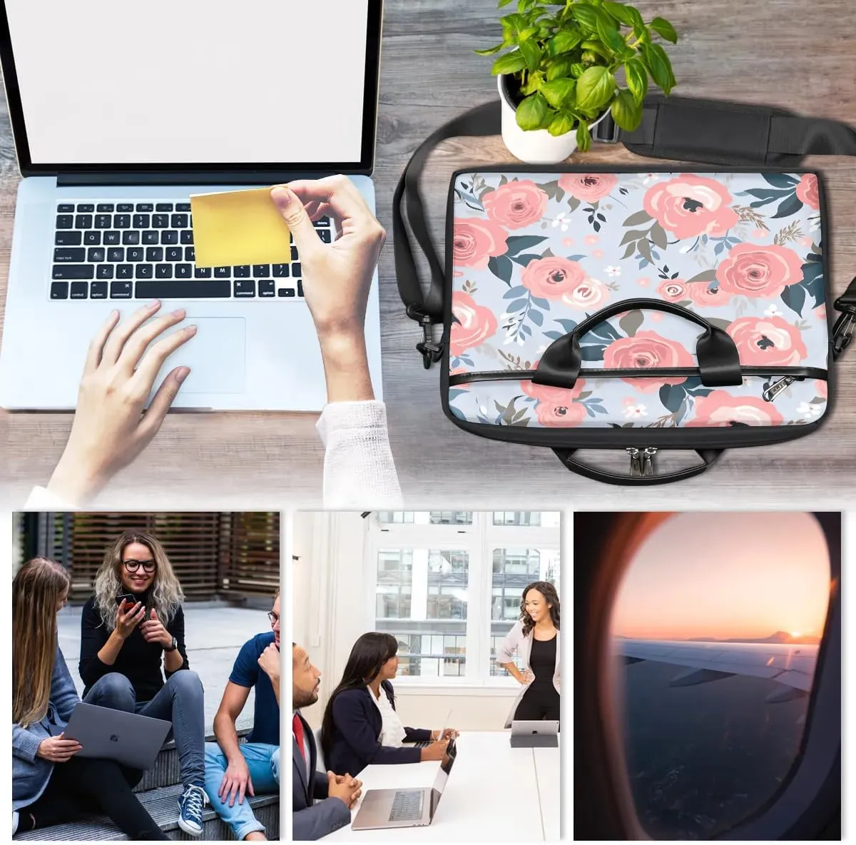 Laptop Shoulder Bag Computer Bag 13-15 Inches Laptop Carrying Case with Shoulder Strap for Women Men