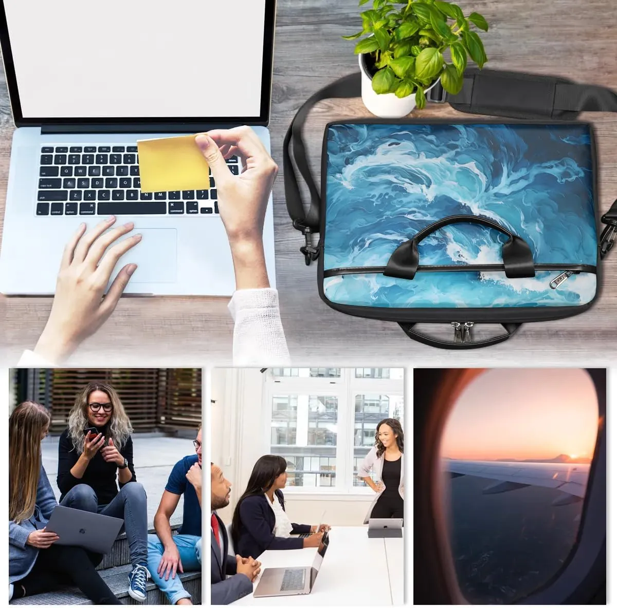 Laptop Shoulder Bag Computer Bag 13-15 Inches Laptop Carrying Case with Shoulder Strap for Women Men