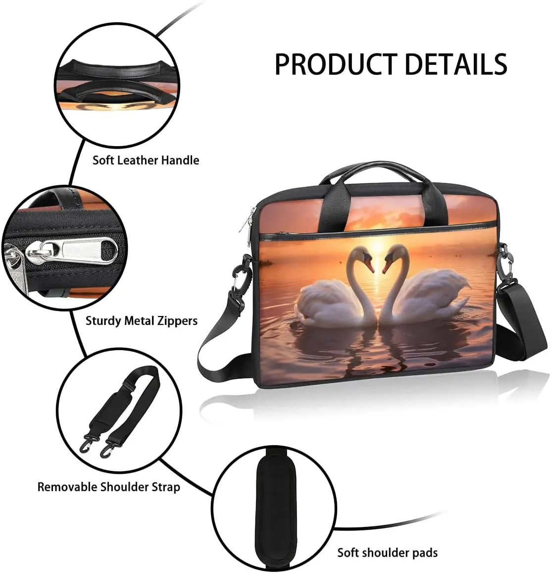 Laptop Shoulder Bag Computer Bag 13-15 Inches Laptop Carrying Case with Shoulder Strap for Women Men