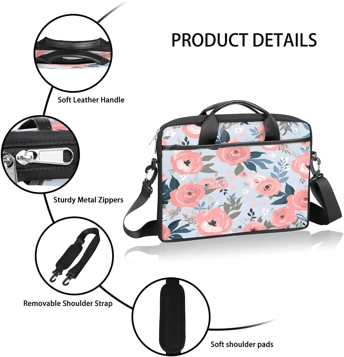 Laptop Shoulder Bag Computer Bag 13-15 Inches Laptop Carrying Case with Shoulder Strap for Women Men