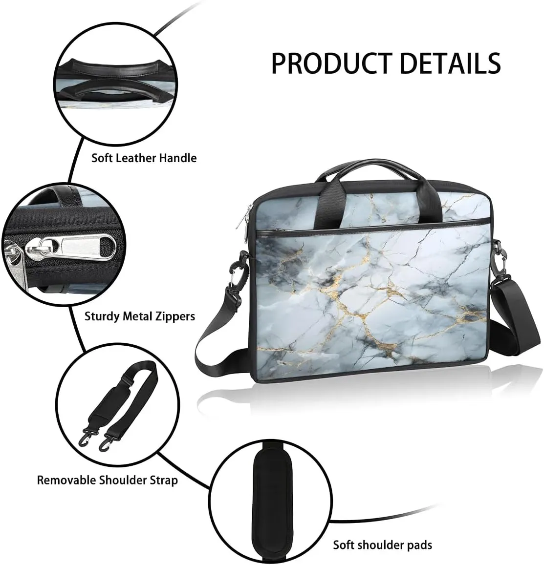 Laptop Shoulder Bag Computer Bag 13-15 Inches Laptop Carrying Case with Shoulder Strap for Women Men