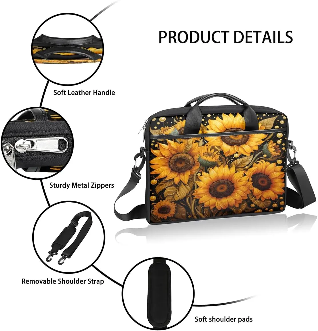 Laptop Shoulder Bag Computer Bag 13-15 Inches Laptop Carrying Case with Shoulder Strap for Women Men