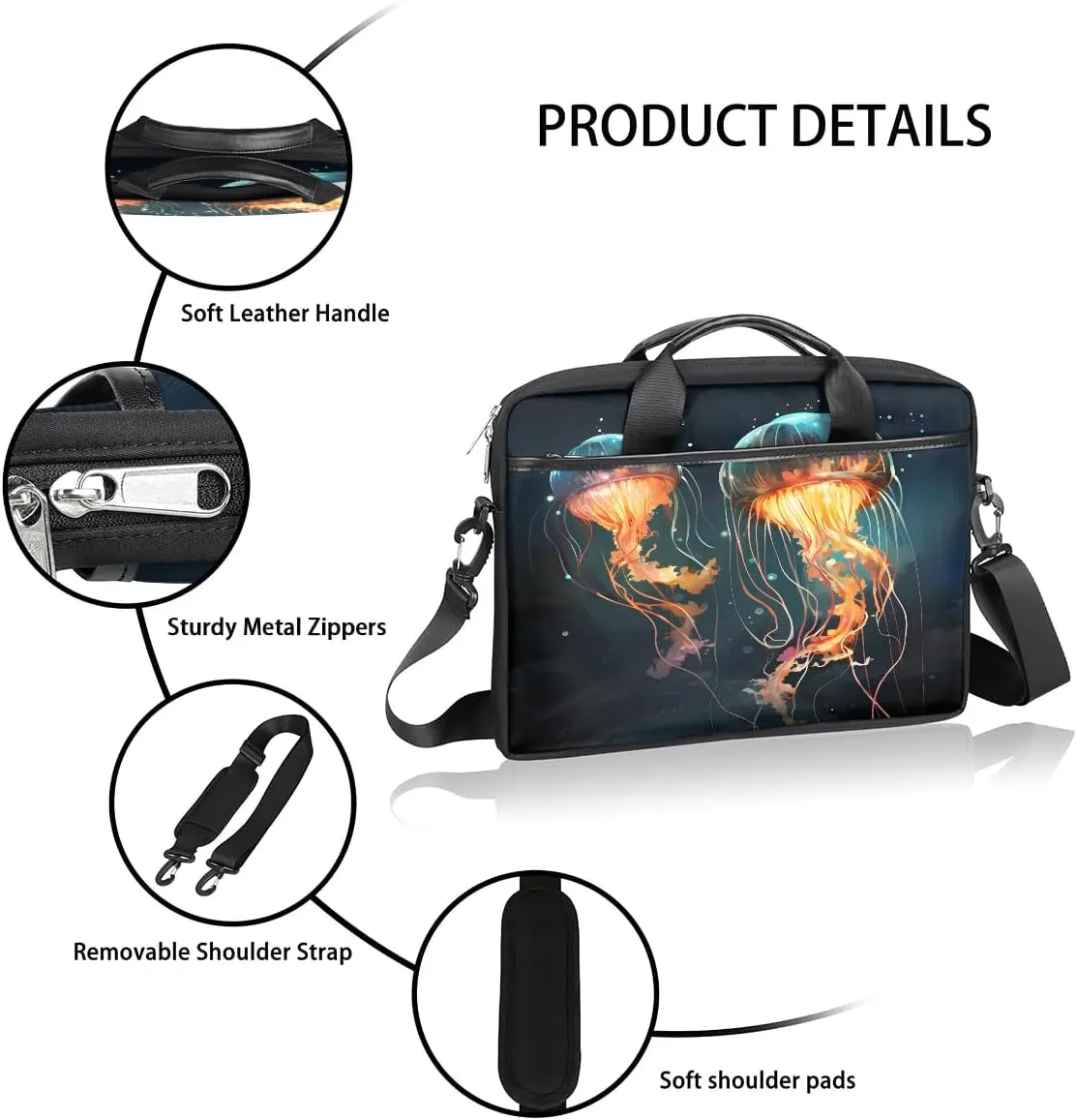 Laptop Shoulder Bag Computer Bag 13-15 Inches Laptop Carrying Case with Shoulder Strap for Women Men
