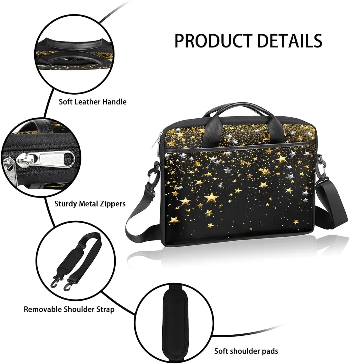 Laptop Shoulder Bag Computer Bag 13-15 Inches Laptop Carrying Case with Shoulder Strap for Women Men
