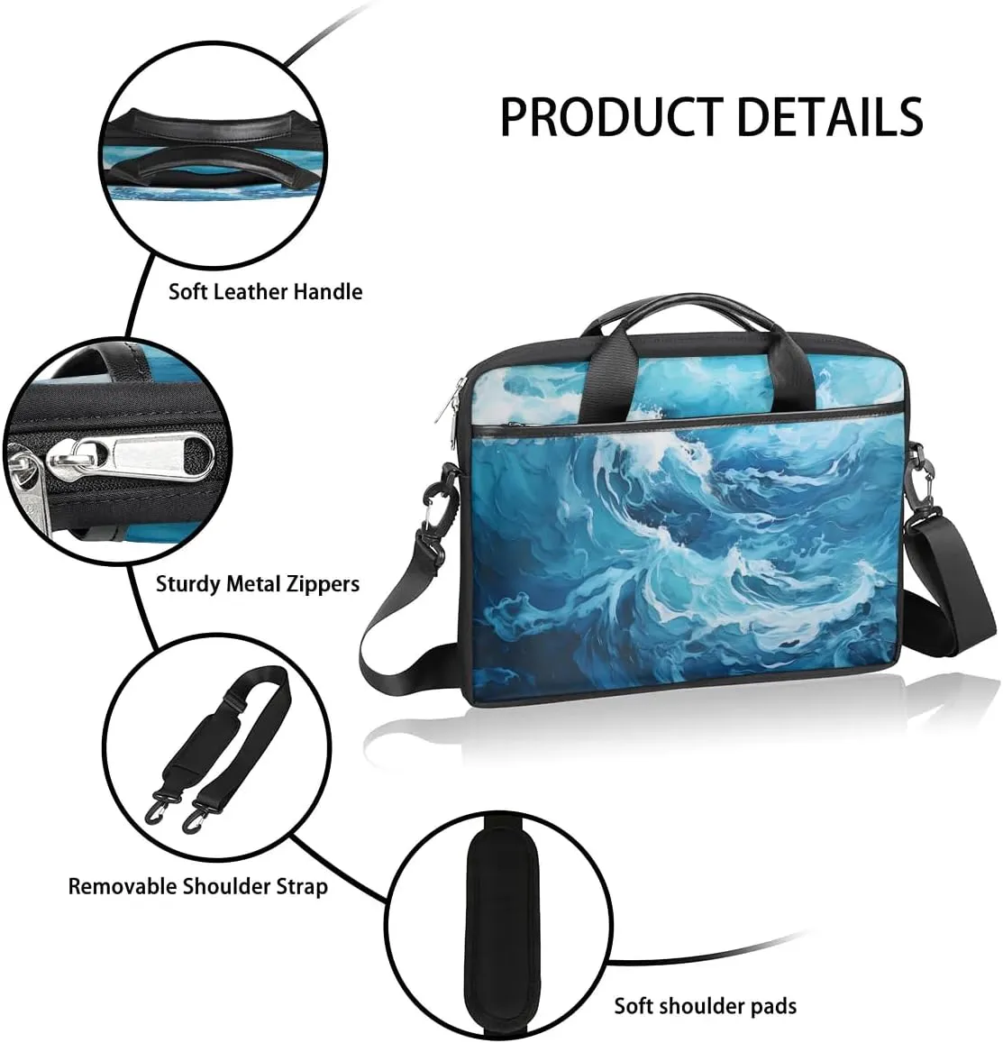 Laptop Shoulder Bag Computer Bag 13-15 Inches Laptop Carrying Case with Shoulder Strap for Women Men