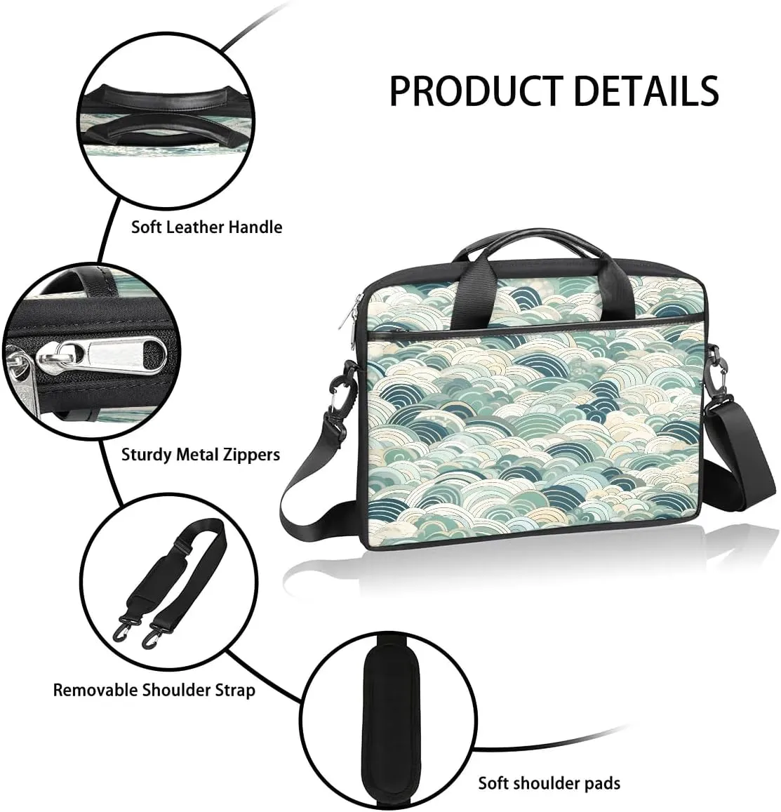 Laptop Shoulder Bag Computer Bag 13-15 Inches Laptop Carrying Case with Shoulder Strap for Women Men