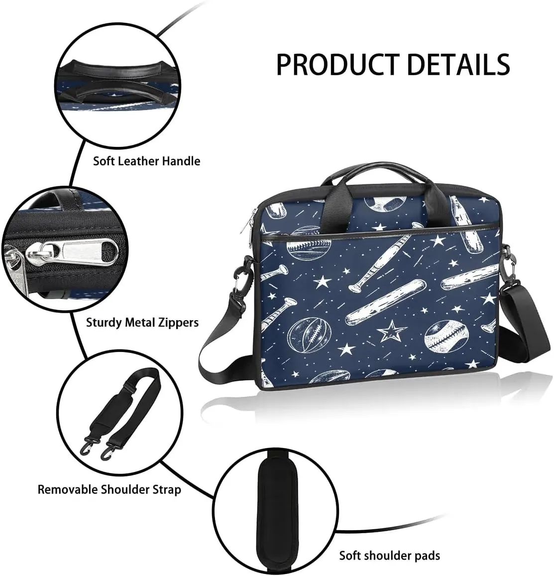 Laptop Shoulder Bag Computer Bag 13-15 Inches Laptop Carrying Case with Shoulder Strap for Women Men