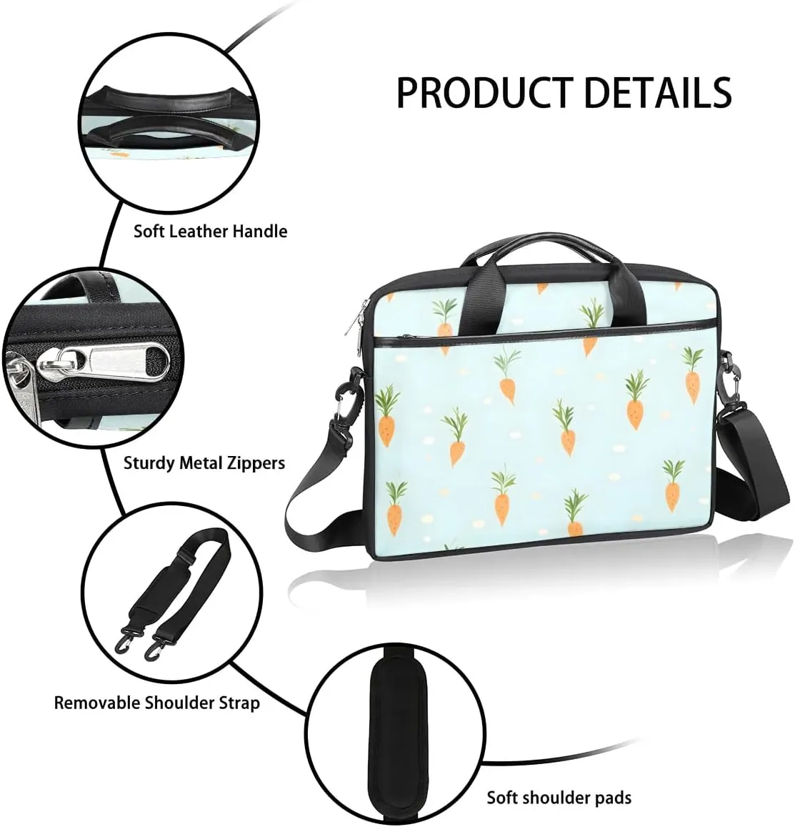 Laptop Shoulder Bag for 13-15 Inch Waterproof Laptop Sleeve Case Bag Slim Computer Carry Case Computer Cases for Laptops