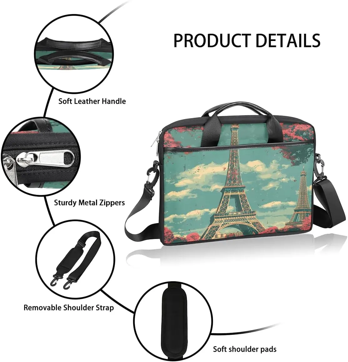 Laptop Shoulder Bag for 13-15 Inch Waterproof Laptop Sleeve Case Bag Slim Computer Carry Case Computer Cases for Laptops