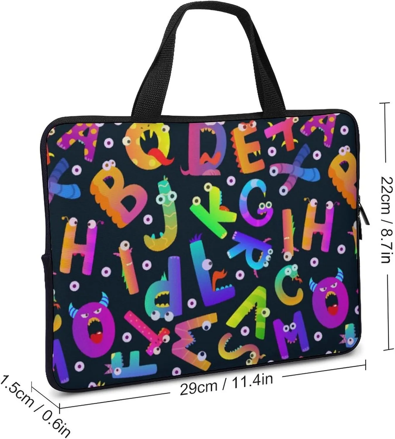 Laptop Sleeve Case Travel Alphabet Monsters HandBag Laptop Bag Shockproof Protect Computer Tote Briefcase for