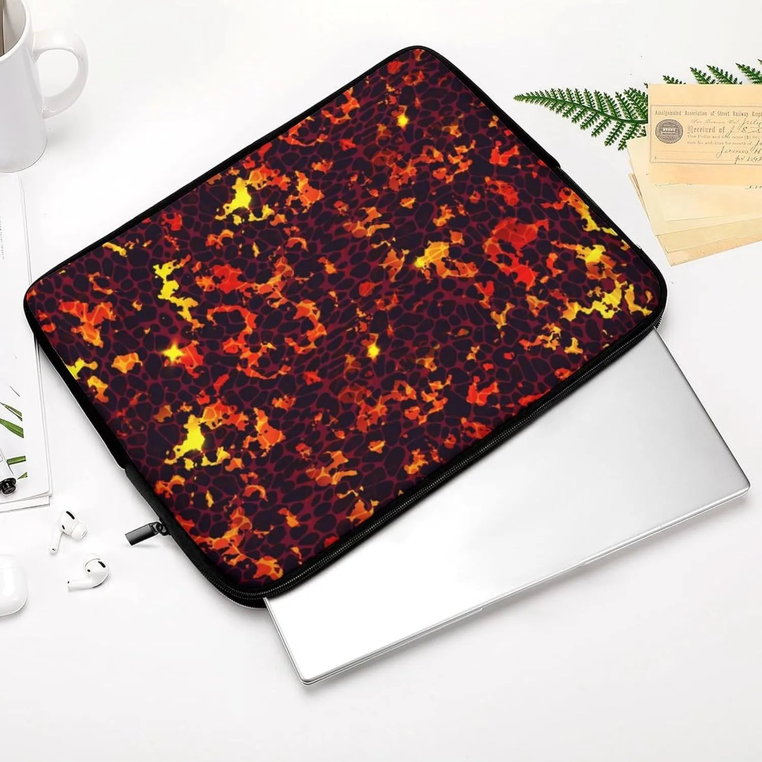 Laptop Sleeve Cases Cartoon Games Lava Print Laptop Bag Protective Cover Compatible with Notebook Lightweight Computer Zipper Case Travel Carrying Covers 17inch for Women Men