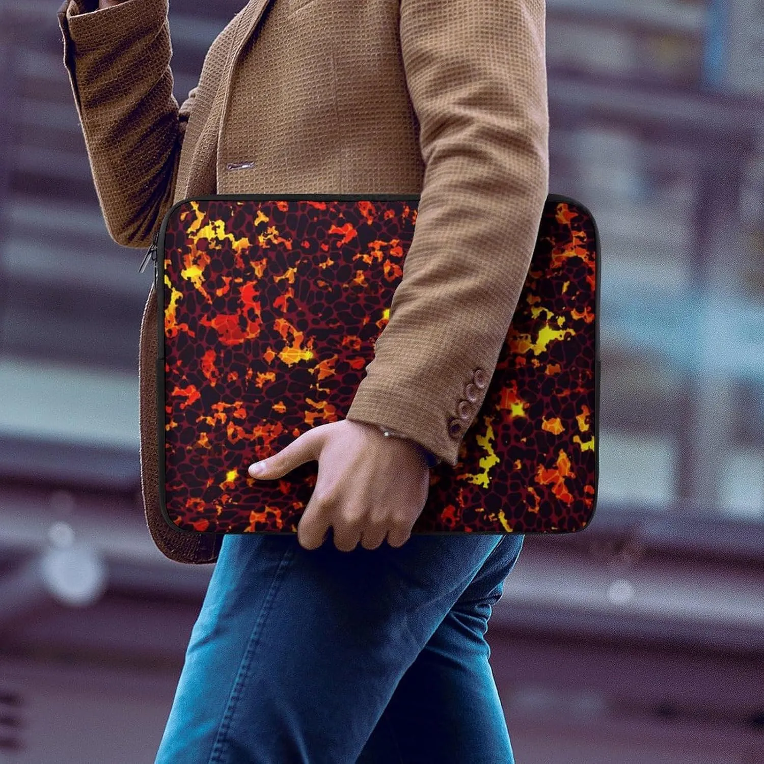 Laptop Sleeve Cases Cartoon Games Lava Print Laptop Bag Protective Cover Compatible with Notebook Lightweight Computer Zipper Case Travel Carrying Covers 17inch for Women Men