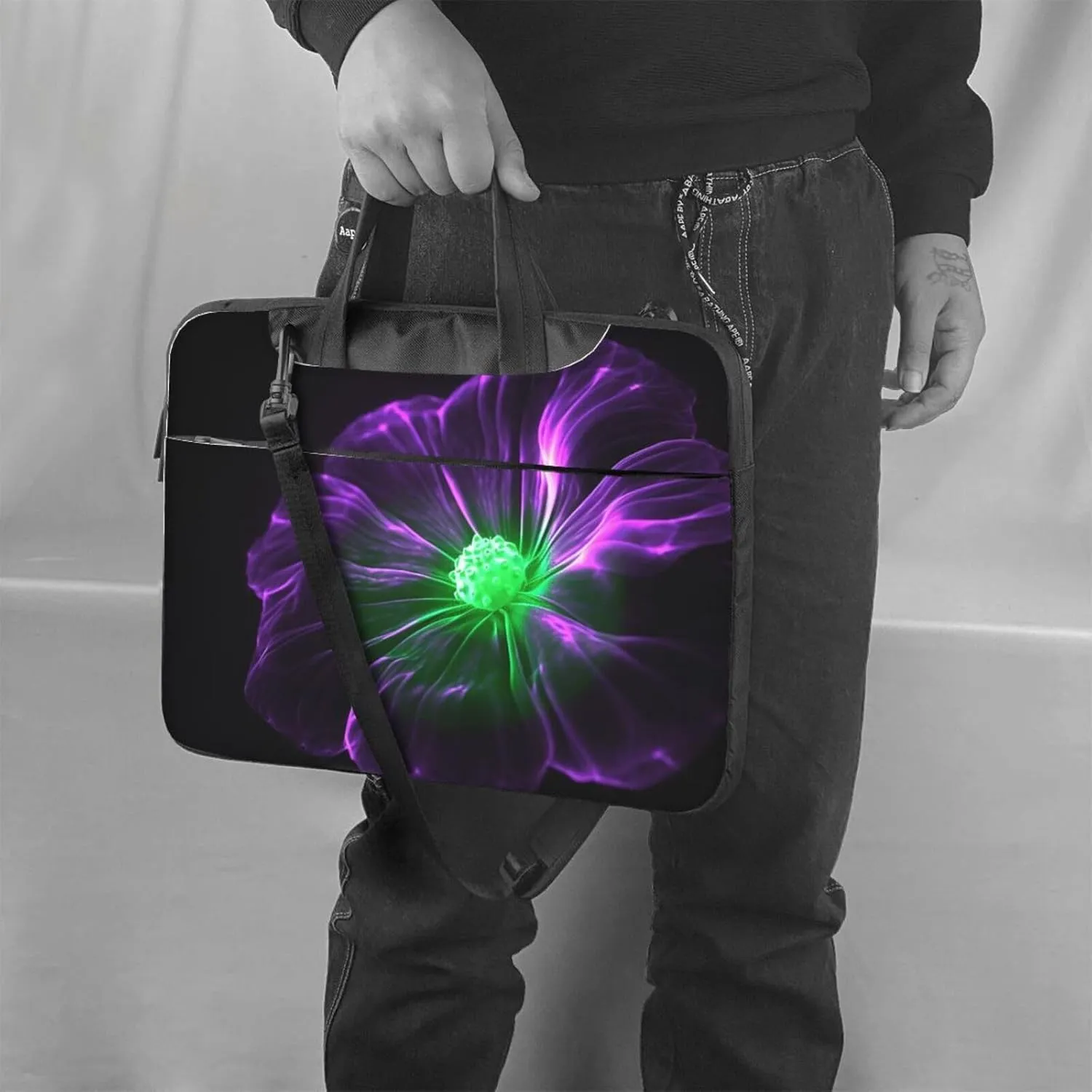 Laptop Tote Bag Men Women Violet Green Glow Shoulder Laptop Sleeve Briefcase Messenger Computer Bag